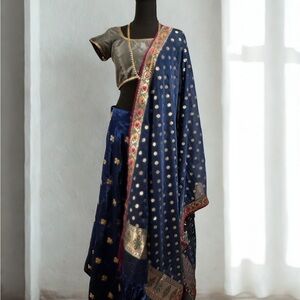 Elegant, Fun Blue and Gold Lehenga